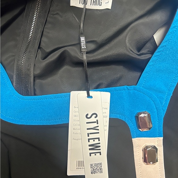 Too Tang • Large • Black W/ Color Block • Bling Diamond Stones • Jumpsuit • New - Picture 10 of 16